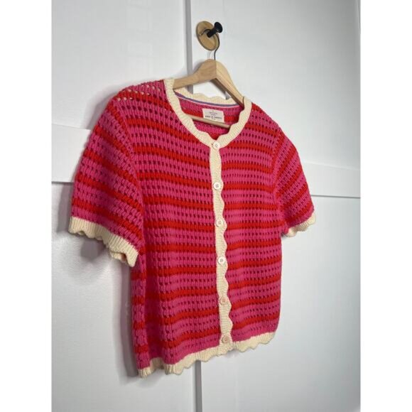 Pink and Red Striped Women's Sweater - Picture 4 of 10